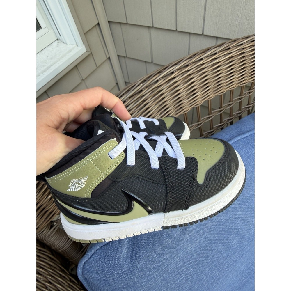 Nike Air Jordan 1 Mid Olive green colorway TD Toddler Size 9C Used